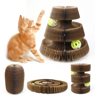 Image de Jouet interactif pour chat, griffoir avec balle