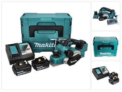 Produktbild von Makita DKP 181 RMJ Akku Hobel Falzhobel 82 mm 18 V Brushless + 2x Akku 4,0 Ah + Ladegerät + Makpac