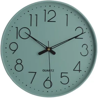Image de Horloge murale ronde silencieuse de 30 cm, bleue, avec chiffres arabes, pour le salon