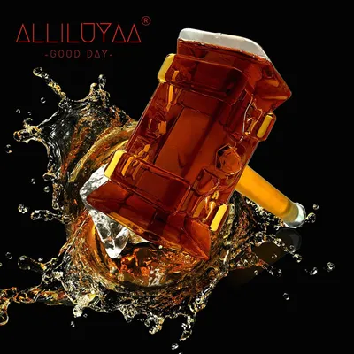 Produktbild von Whiskey Decanter, Handmade Thor's Hammer Decanter, Transparent Creative Whisky Carafe Drink Dispenser for Wine, Brandy, Bourbon, Scotch and Schnapps 400 ml