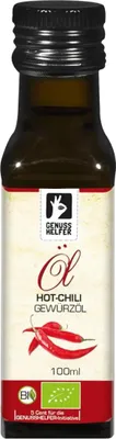 Produktbild von Hot Chili Gewürzöl , kaltgepresst, Rapsöl mit Chili, Chili Öl zum Kochen, Braten und Grillen, scharf, 100ml