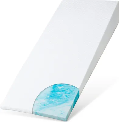 Produktbild von ELONEO Bettkeil Topper 100 x 190 cm aus Gelschaum, Matratzen-Keilkissen zur Bettneigung, Keilmatratze, Keilförmige-Matratzenauflage, Erhöhungskeil, Bezug waschbar