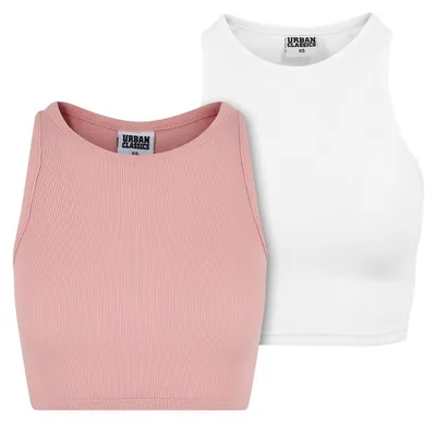 Produktbild von Urban Classics - Kurzes Top für Damen(2er-Pack) TN1191 (XXL) (Pink Lemonade/Weiß)