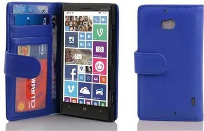 Produktbild von Cadorabo Hülle für Nokia Lumia 929 / 930 in Blau Backcover Handy Schutz Hülle Book Case Booklet Kartenfächer