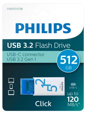 Immagine prodotto di Philips USB 3.2 512 GB Serie Click Gen 1 USB-C