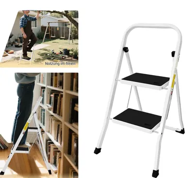 Produktbild von Trittleiter, Klappdesign, Rutschfeste Matten, Zweistufige Treppe