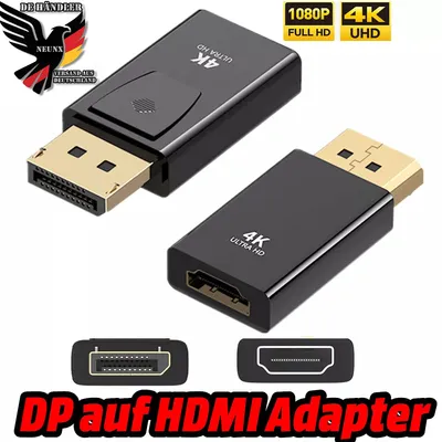 A collage of product images featuring DisplayPort to HDMI adapters.