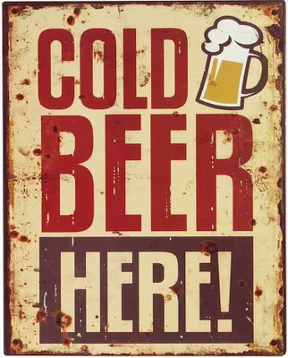 Produktbild von Blechschild COLD BEER HERE! Vintage Dekoschild Nostalgie 25x20cm