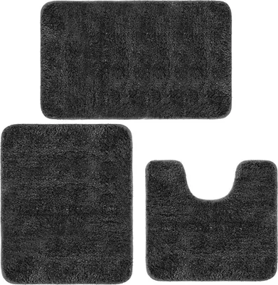 Produktbild von LSLJS 3-teiliges Badezimmerteppich-Set, verdicktes, weiches Plüsch-Badematten-Set – rutschfeste, geruchsneutrale, saugfähige Badematte, Duschvorleger mit Gummirückseite, Toilettenmatten, Badematten für Badezimmer, Boden, Toilettentürmatte, waschbar