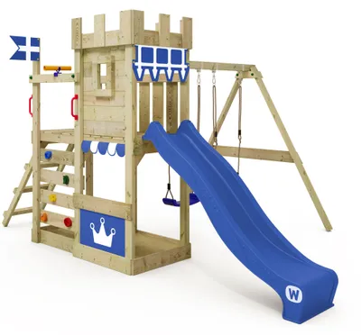 Immagine prodotto di Torre giochi Wickey RoyalFlyer con altalena doppia e scivolo, colore blu