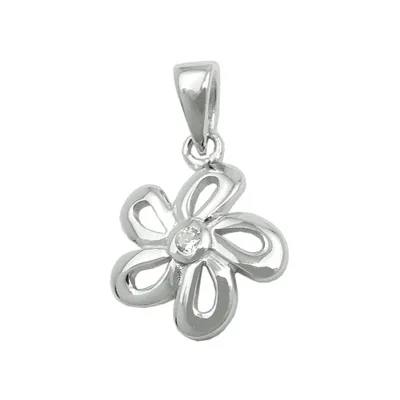 Produktbild von Anhänger 10mm Blume mit Zirkonia glänzend rhodiniert Silber 925 silber 10mm