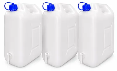 Produktbild von 3x 15L Trinkwasserkanister mit Hahn & Schraubverschluss HDPE lebensmittelecht Wasserbehälter stapelbar UV-resistent geruchsneutral für Camping Wohnmobil Garten Festival Outdoor