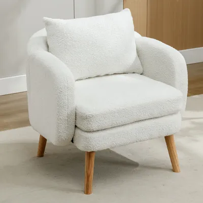 Obrázek produktu pro Křeslo Křeslo s polštářem Čalouněné křeslo Lounge chair, bílé