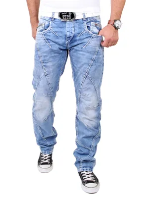 Produktbild von Cipo & Baxx Herren-Jeans Zip-Design Regular Fit Jeanshose C-894A Hellblau W31 / L34