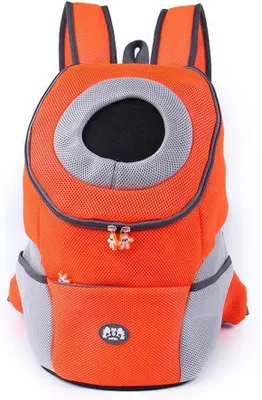 Produktbild von Haustier-Rucksack – Tragbare Tasche – Abenteuer mit Tieren – Verstellbare Trageriemen – 42x38x20 cm – Orange