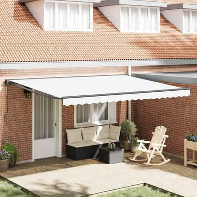 Image de vidaXL Armature d'auvent blanche 450 x 300 cm en polyester avec revêtement PU