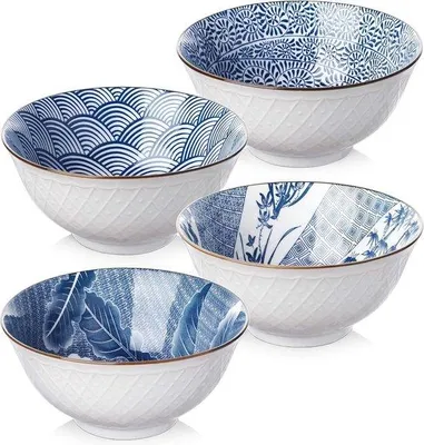 Obrázek produktu pro Sada porcelánových misek 62 cm, 24 oz, 700 ml, vhodné do mikrovlnné trouby, na rýži, těstoviny, dezerty