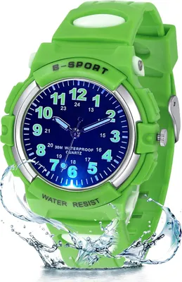 Produktbild von Watch Für Kinder, Analoge Kinderuhr mit Bunten Lichtern für Jungen und Mädchen, 30M wasserdichte Lernuhr TPU Armband Outdoor Sportuhr für 5-16 Jahre