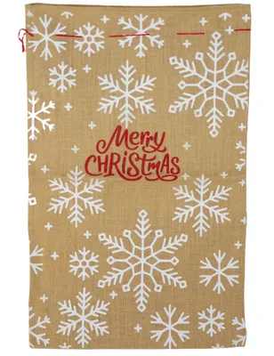 Produktbild von Jutesack Nikolaussack "Merry Christmas" mit Schneeflocken 80 x 50 cm | 19264