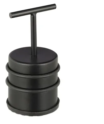 Obrázek produktu pro Relaxdays zarážka dveří s rukojetí, na dveře a okna, vysoká, kulatá, do interiéru, guma, nerezová spodní zarážka, ∅7 cm, černá