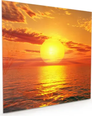 Produktbild von Küchenrückwand Spritzschutz Glas mit Motiv Sonnenuntergang Meer 40 x 40 cm