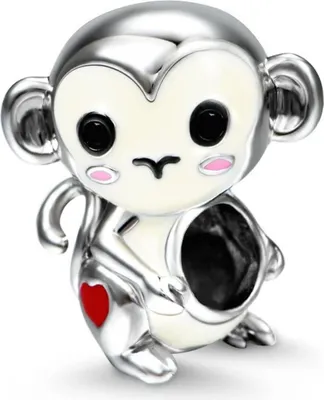 Produktbild von Gnoce Charm Affe mit Herz DSC021 Silber