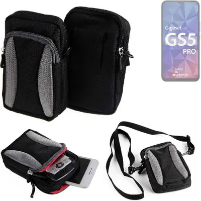 Produktbild von K-S-Trade Holster Schutz Hülle kompatibel mit Gigaset GS5 Pro SE Handy Hülle Gürteltasche Umhängetasche mit Zusatzfach schwarz