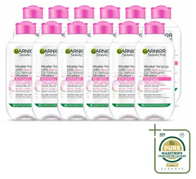 Productafbeelding van 12 x Garnier SkinActive Micellaire Reinigingswater voor de gevoelige huid, 200 ml - Voordeelverpakking - 12 stuks