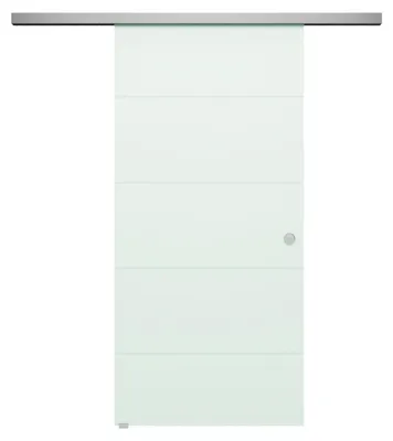 Produktbild von Schiebetür BASIC mit Softclose | in Edelstahloptik | 1050 x 2170 mm | Komplettset mit Klarglas Muster "DUO"