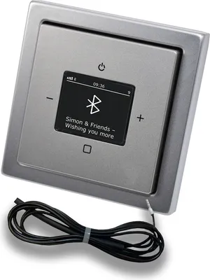 Produktbild von Busch Jäger DAB+ Unterputz Bluetooth Radio Set 8217U-101 im 1fach Rahmen in PUR Edelstahl inkl. 0,9m EBROM Wurfantenne 8217U - 8217 U - 8217 U-101