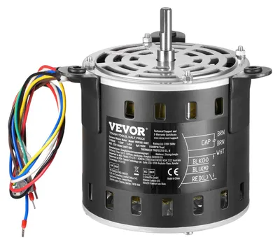 Produktbild von VEVOR 1/3HP Ofenlüftermotor, 220V 1,95A, 1250U/min 3-Geschwindigkeiten, 10mm Wellen-Durchmesser, 20mm Wellen-Länge, ROT. CCW vom Wellenende, einschließlich CBB60 15μF/450V Kondensator, 1/5 PS