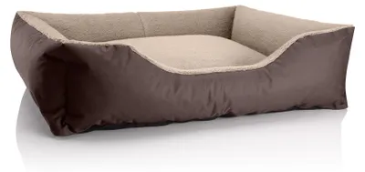 Produktbild von BedDog Hundebett TEDDY Hundesofa waschbares Hundebett mit Rand Hundekissen,MELANGE (braun/beige),(XL) ca. 100x85x23cm