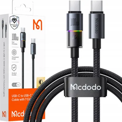 Immagine prodotto di Mcdodo Cavo USB-C per telefono Carica rapida Tipo C 100W 1M LED Nero