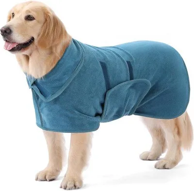 Produktbild von Ibenzoa® Mikrofaser-Hundebademantel – schnelltrocknend & saugfähig, Klettverschluss an Hals und Bauch, Größen XS–XL, für alle Hunde