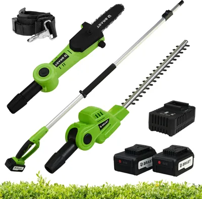 Produktbild von BRAST Teleskop-Heckenschere und Hochentaster   2in1 Funktion   2x 20V 4Ah Akkus   inkl. Schnellladegerät, gummierter Griff + Schultergurt