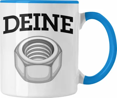 Produktbild von Trendation - Deine Mutter Tasse Handwerker Spruch Schraube Wortspiel Humor KFZ Mechaniker Männer Sprüche (Blau)