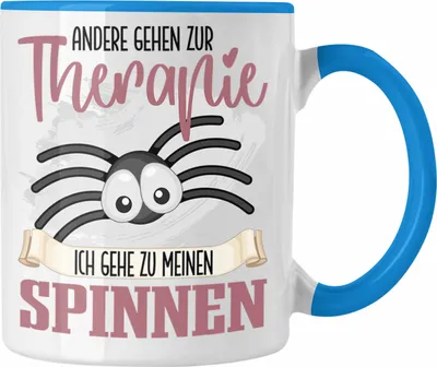 Produktbild von Trendation - Spinnen Züchter Tasse Besitzer Geschenkidee Lustiger Spruch Spinnen Liebhaber (Blau)