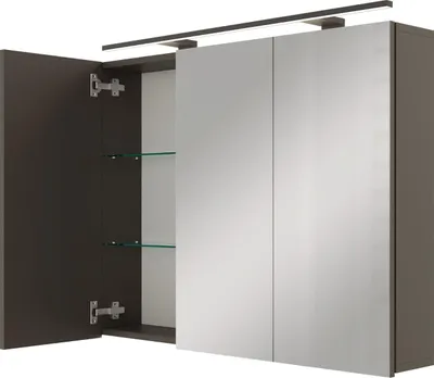 Produktbild von Planetmöbel ARIA Spiegelschrank für das Bad 90 cm mit Beleuchtung und Steckdose Anthrazit