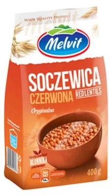Obrázok produktu pre Soczewica Czerwona Łuskana Melvit 400 g