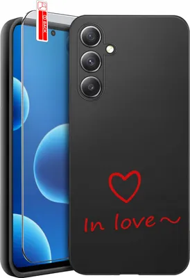Productafbeelding van Hoesje voor Samsung M55 5G, met patronen | Valentijnshart | Case + 9H glasbescherming