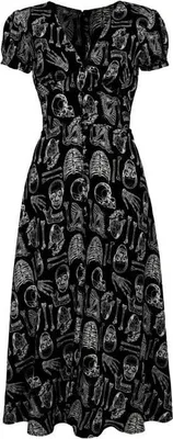 Produktbild von Hell Bunny Langes Kleid Damen Anatomy Dress schwarz/weiß 3XL