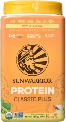 Image de Sunwarrior Protein Classic Plus 750 g vanille / Protéines végétales / Délicieuse protéine végétale à multi ingrédients avec composition hypoallergénique