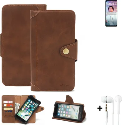 Produktbild von K-S-Trade Handyhülle Schutzhülle kompatibel mit Oppo Reno6 Z 5G  Walletcase Bookstyle Schutz Case Hülle Wallet Flipcase Cover PolyurethanBraun inkl.