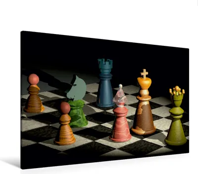 Produktbild von Calvendo  Textil-Leinwand 120 cm x 80 cm quer Bunte Schachfiguren - Schach, Spiel der Könige, Bleicher Renate; 7460266