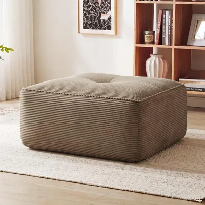 Immagine prodotto di Divano modulare "Cord" color marrone, elemento "Cloud", poggiapiedi imbottito con schiuma 32D e base antiscivolo, dimensioni 92x73x40 cm