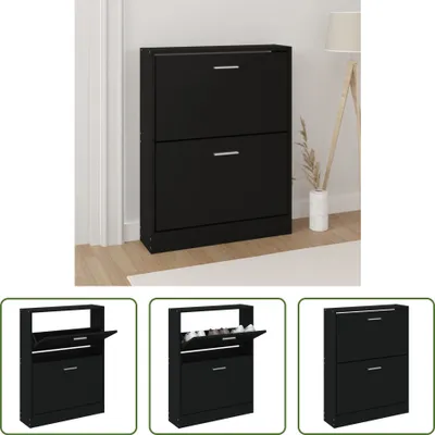 Produktbild von The Living Store Schuhschrank Schwarz 59x17x81 cm Holzwerkstoff