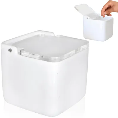 Obrázok produktu pre KOOK TIME Dóza na soľ s výklopným akrylovým vekom, keramika, 11,2 cm, biela