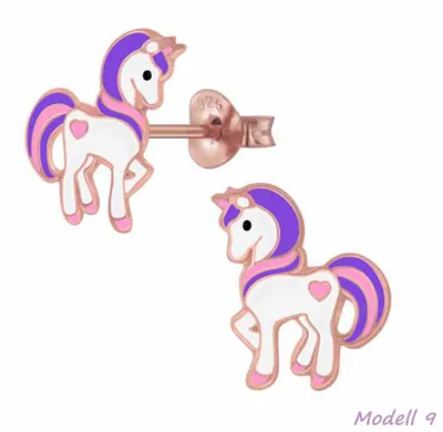 Produktbild von Kinderohrstecker „Einhorn“: Mädchen Ohrringe Silber Modell 9