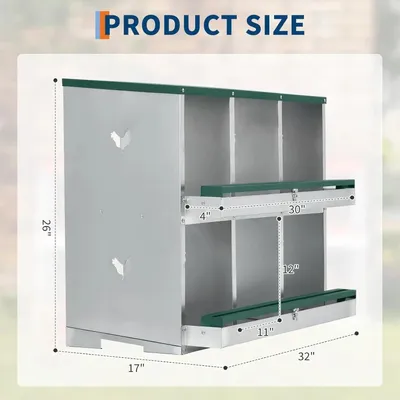 Obrázok produktu pre Klietka pre slepice – hniezdiaci box pre slepice a kačice – 2 úrovne, 6 priestorov – s vetracími otvormi – ľahko sa čistí – zelená farba