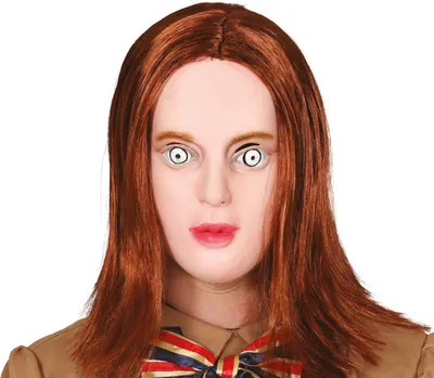 Immagine prodotto di Halloween Robot Doll Maschera con capelli realistici inquietante per adulti Ideale per feste di Halloween o eventi horror Occhi affascinanti, Colore: Multicolore